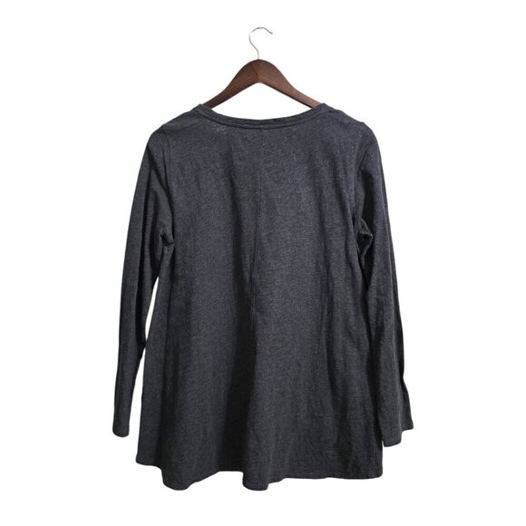 Eileen Fisher Gray Cotton Hi-Lo Long Sleeve Tee Sz S - Picture 5 of 6